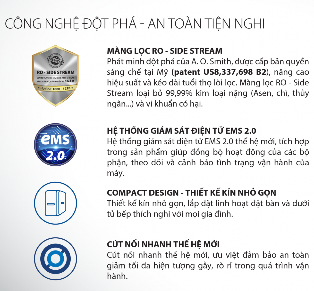 Co6ng nghệ đột phá an toàn, tiện nghi