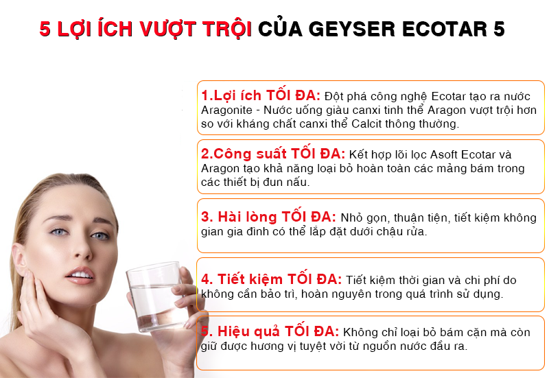 5 lợi ích to lớn máy lọc Geyser Ecotar 5 mang lại