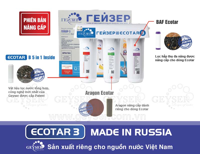 Máy lọc nước Geyser Ecotar 3 đặc biệt phù hợp với nguồn nước Việt Nam